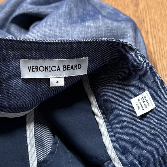 Veronica Beard Aubrie Linen Blend Blue Melange Wide Leg Cropped Pants Womens 4 - Picture 6 of 11